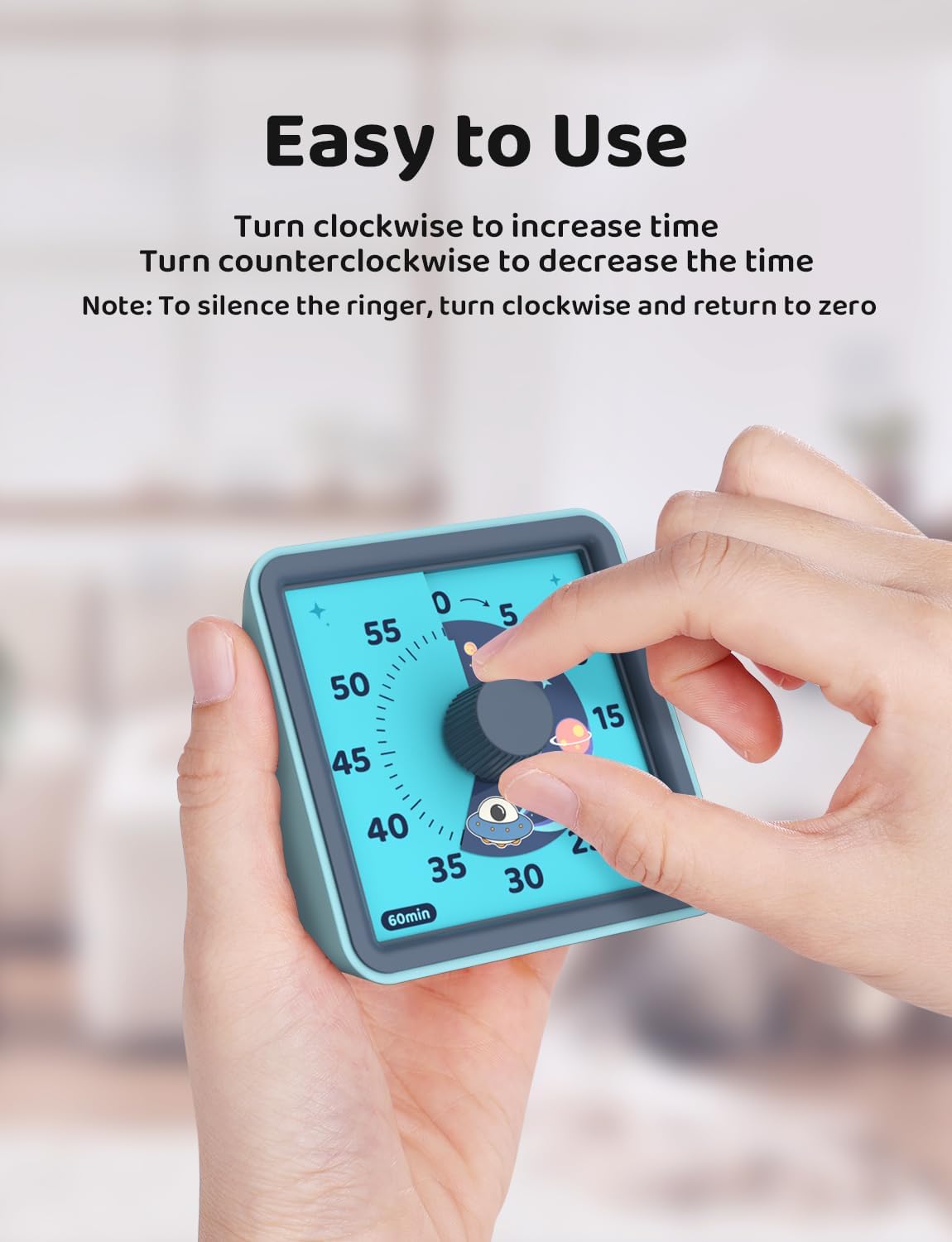 Detalle 2 de LIORQUE Timer Visivo Bambini 60 Minuti: Timer Analogico Silenzioso e Guidato per Aule e Riunioni