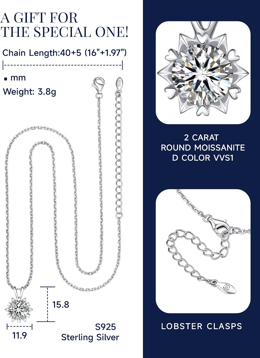 Thumbnail 5 de MomentWish Punto Luce Collana 1Ct Moissanite