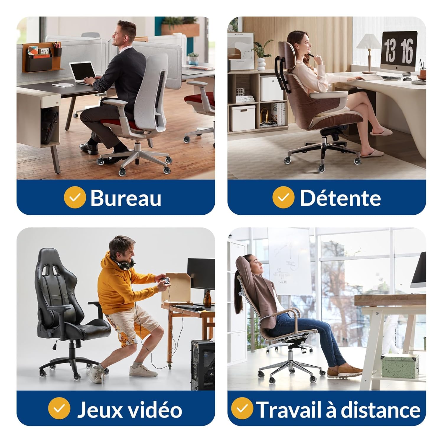 Detalle de COSYLAND 5 roulettes de chaise de bureau 10 x 22 mm, silencieuses et pivotantes 360°