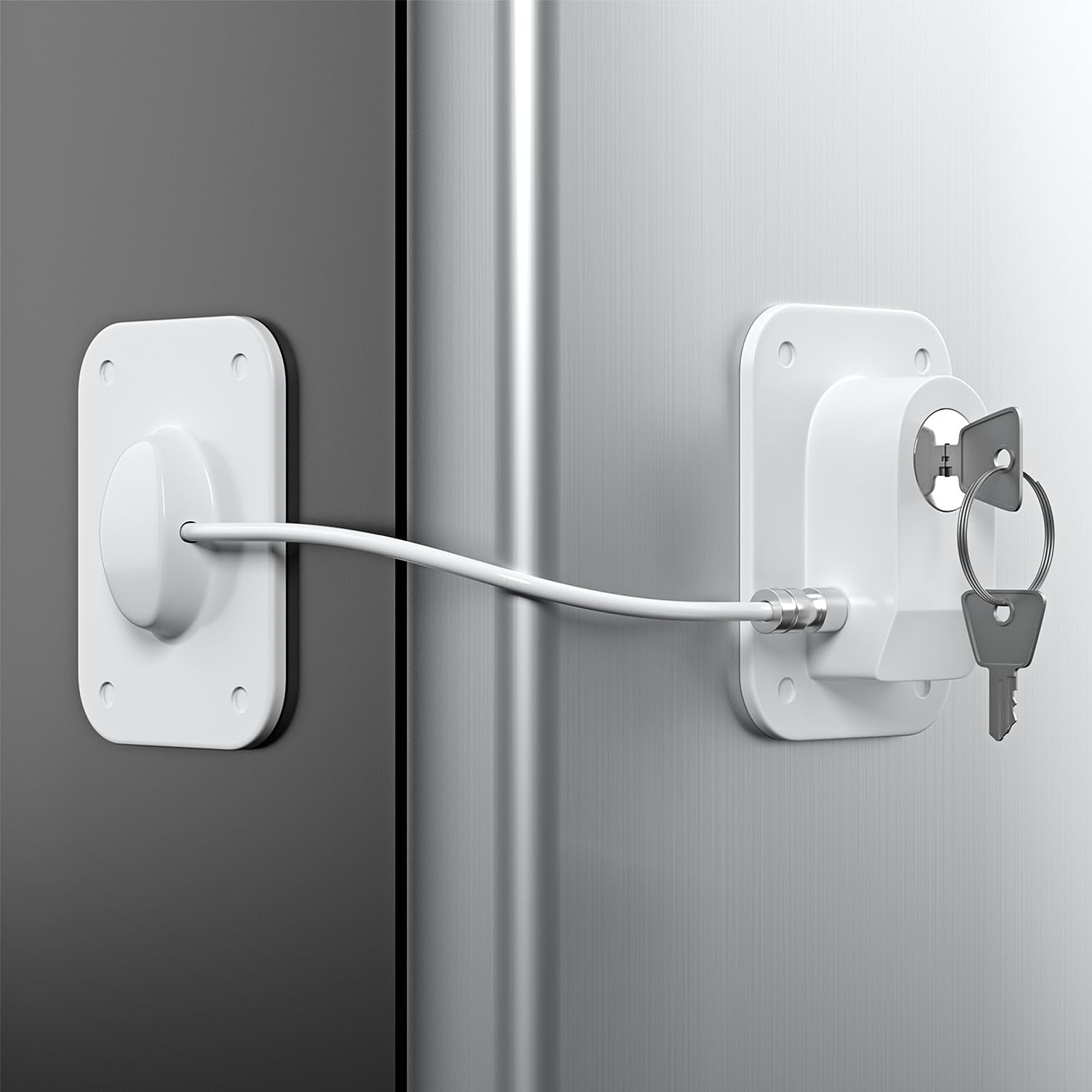 Detalle de RORMGO Refrigerator Lock, 2-Pack with Key, Silicone Wire Protection, White