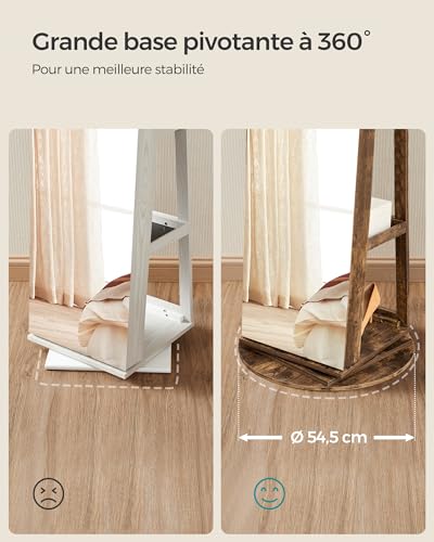 Thumbnail 6 de SONGMICS Armoire à Bijoux avec Miroir sur Pieds - Verrouillable, 6 LED, Rangement Pivotant 360°, Miroir Psyché sans Cadre, JJC007X01
