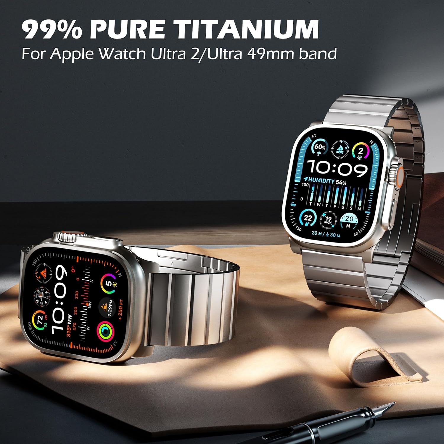 Thumbnail 1 de LULULOOK Titanium Band for Apple Watch Ultra 3/2/Ultra 49mm (DLC coated) – men’s adjustable titanium strap