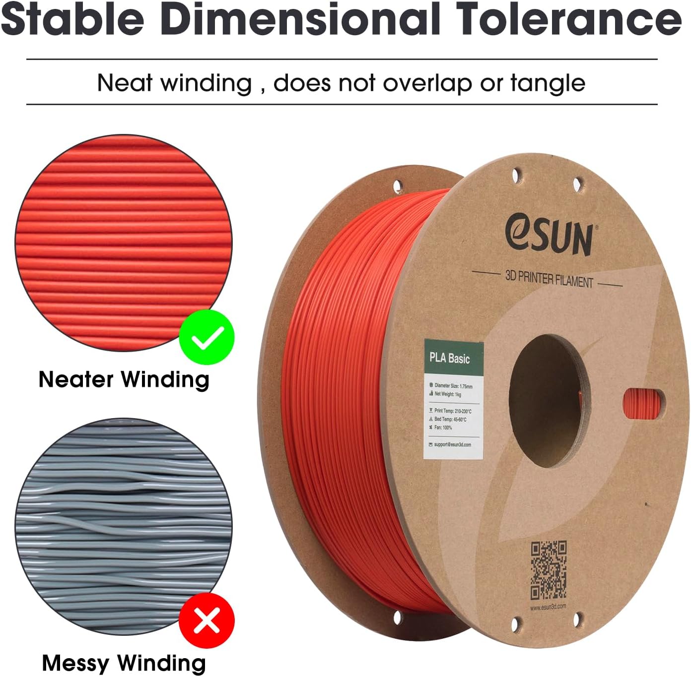 Thumbnail 1 de eSUN Filamento PLA 1,75 mm Basic, rosso, bobina da 1 kg – stampa rapida e fluida