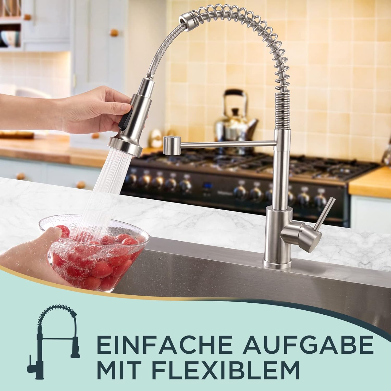Detalle 2 de FORIOUS Wasserhahn Küche Hoher Bogen 360°