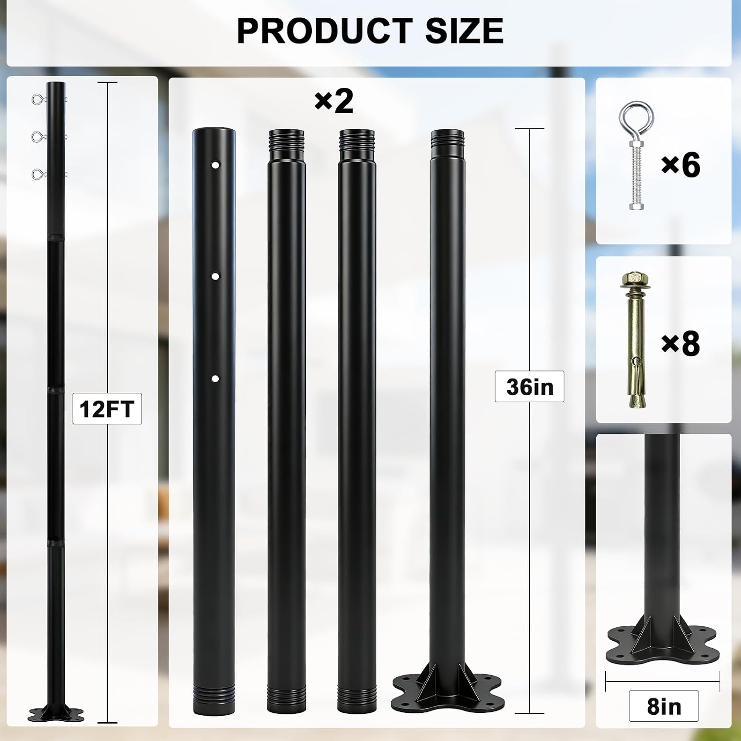 Thumbnail 6 de Shade Sail Poles, 12-Foot