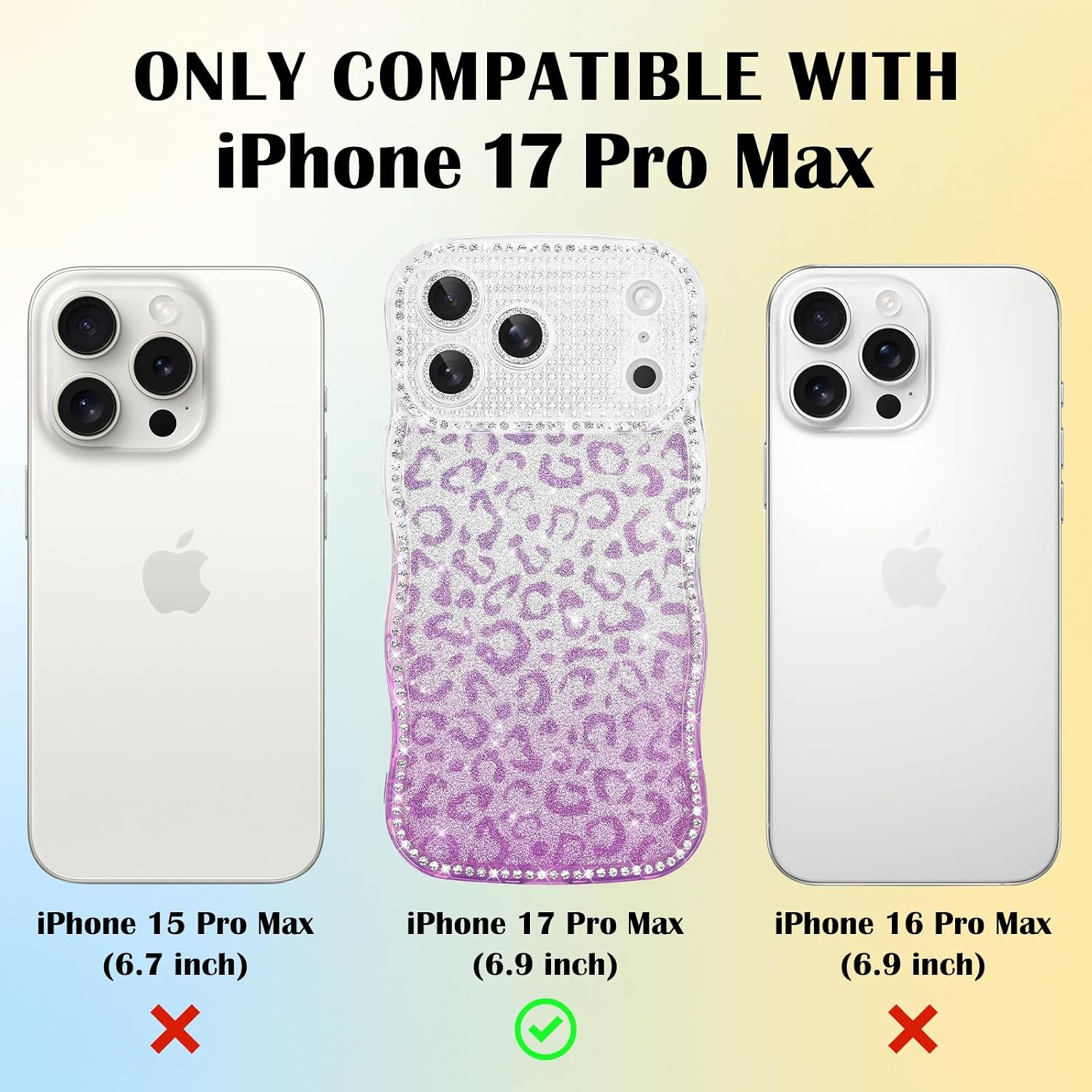 Detalle de Newseego Luxury Glitter Leopard Gradient Case for iPhone 17 Pro Max