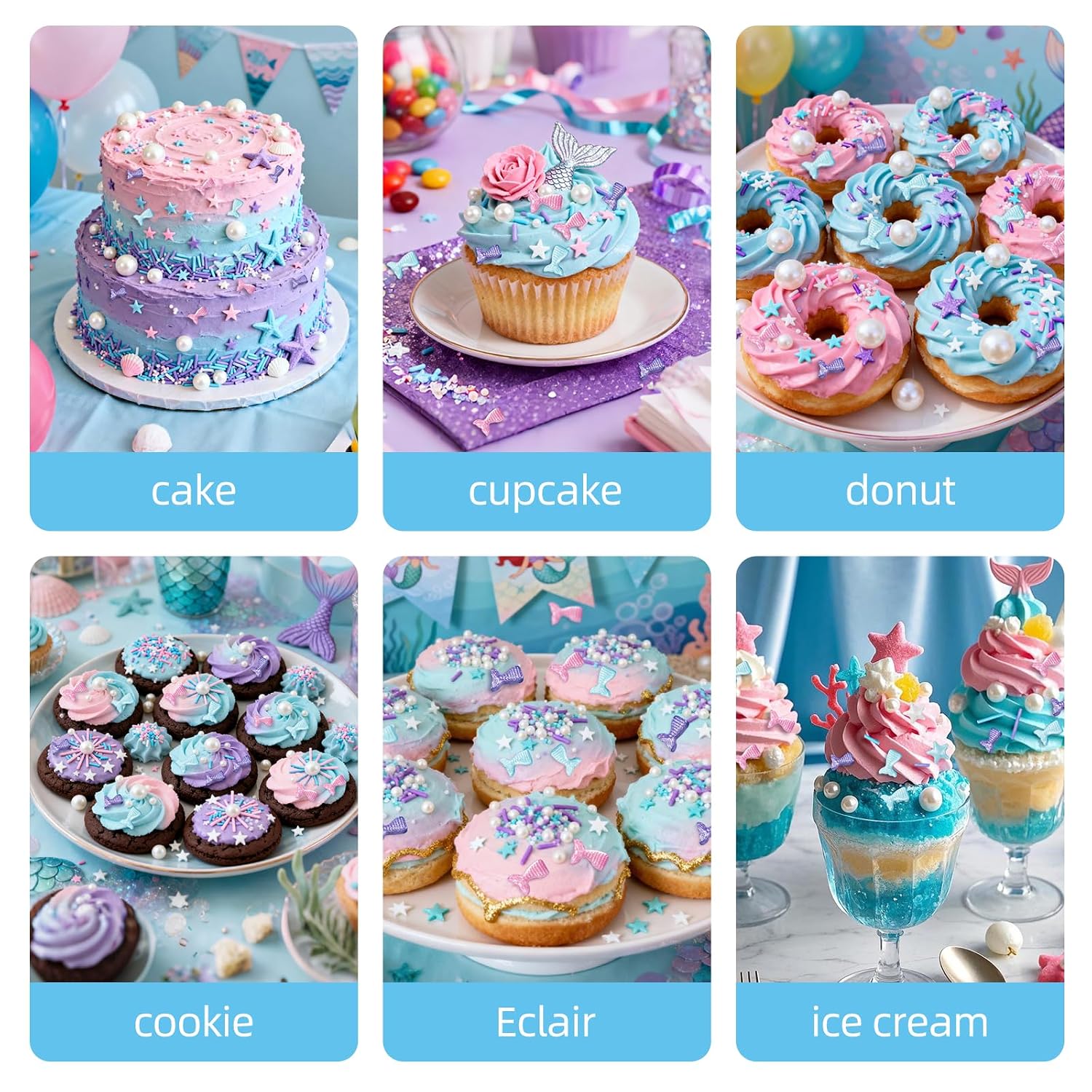 Thumbnail 3 de Meerjungfrau-Streusel: essbare Zuckerperlen-Sterne & Jimmies-Mischung, 130 g – Ocean-Dekoration für Kuchen