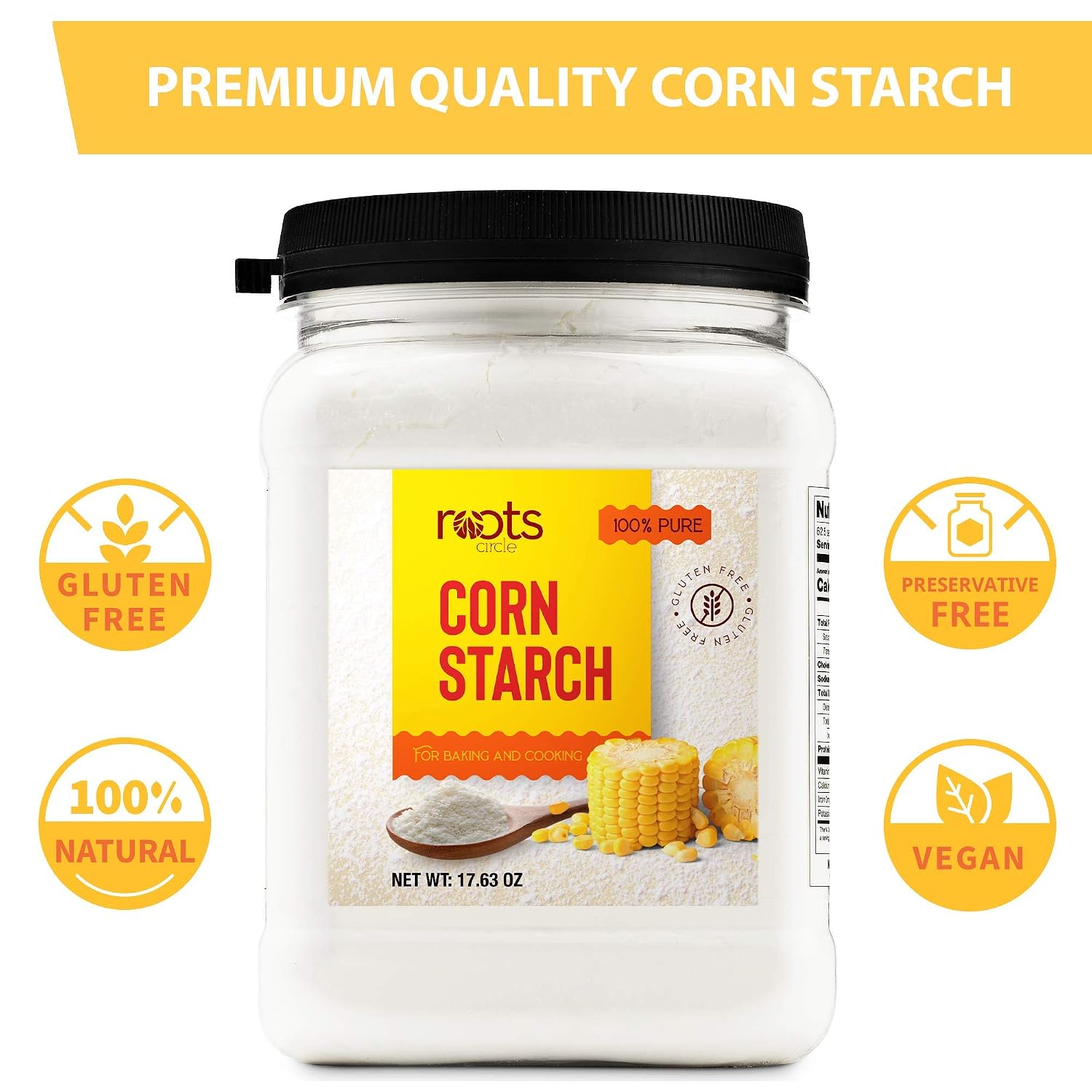 Thumbnail 5 de Roots Circle 100% Pure Corn Starch, 17.63 oz Airtight Container