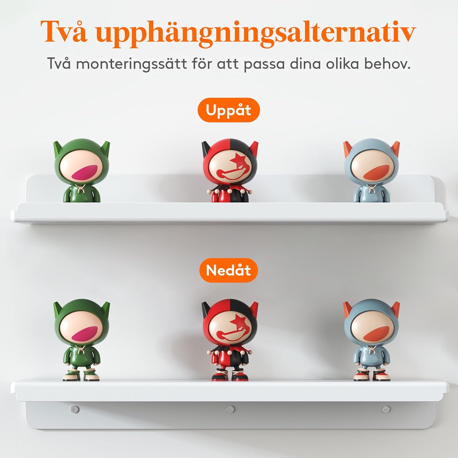 Detalle 2 de Lifewit 23119 svävande akrylhyllor, 6-pack, vita, 38,1 cm