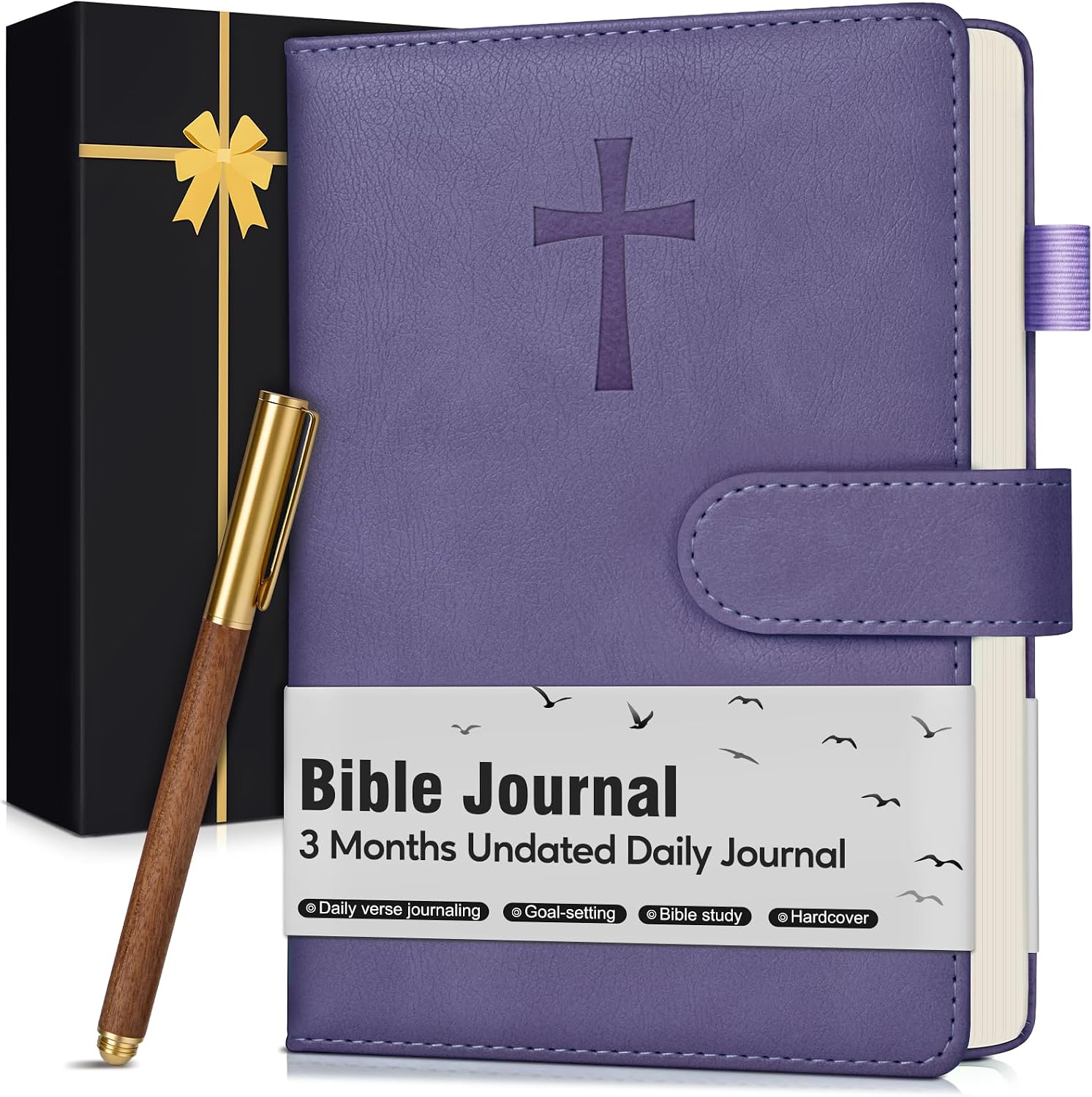 Detalle de PAPEJOON Bible Journal01 A5 Bible Study Journal, Lavender Leather Cover