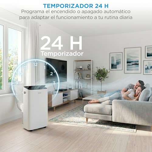Detalle de MIDEA Pingüino: Aire Acondicionado Portátil 4 en 1, 9,000 BTU (2250 Frigorías) con App y kit de ventana