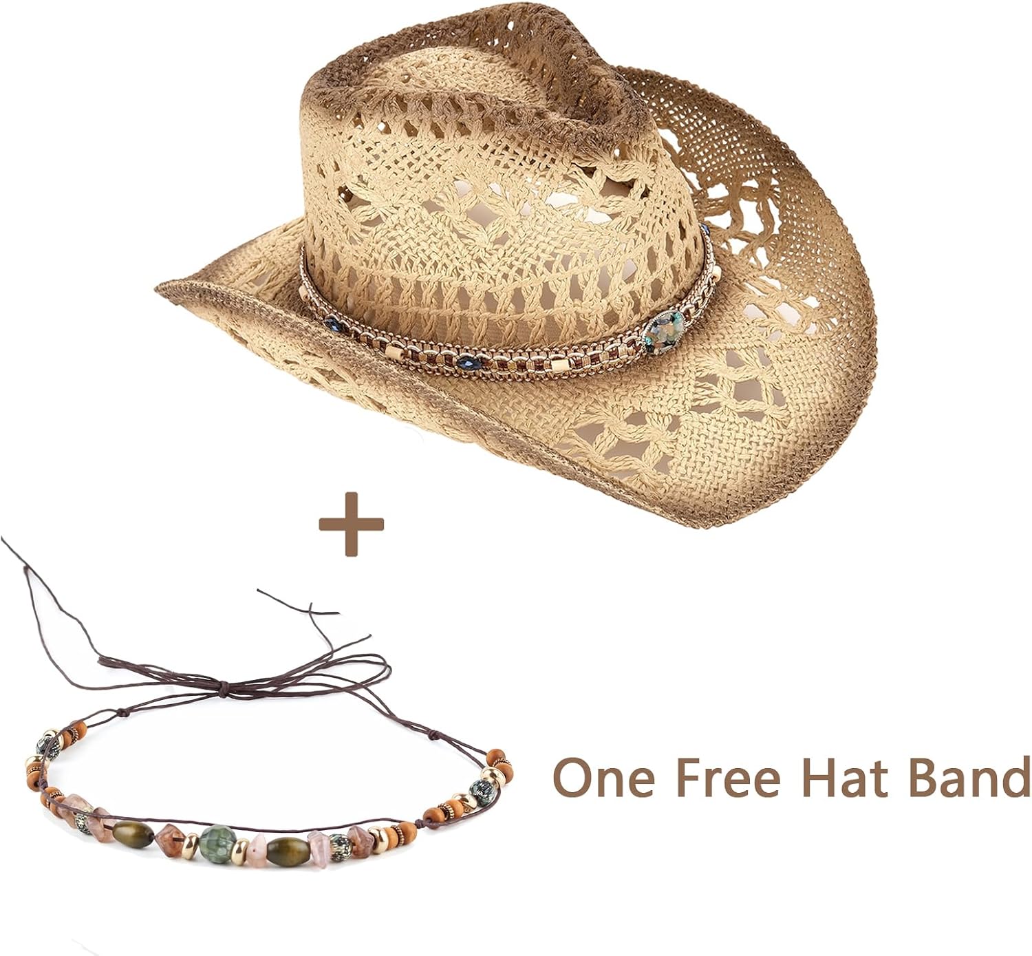 Thumbnail 3 de Foeran Straw Cowboy Hat with Two Bands