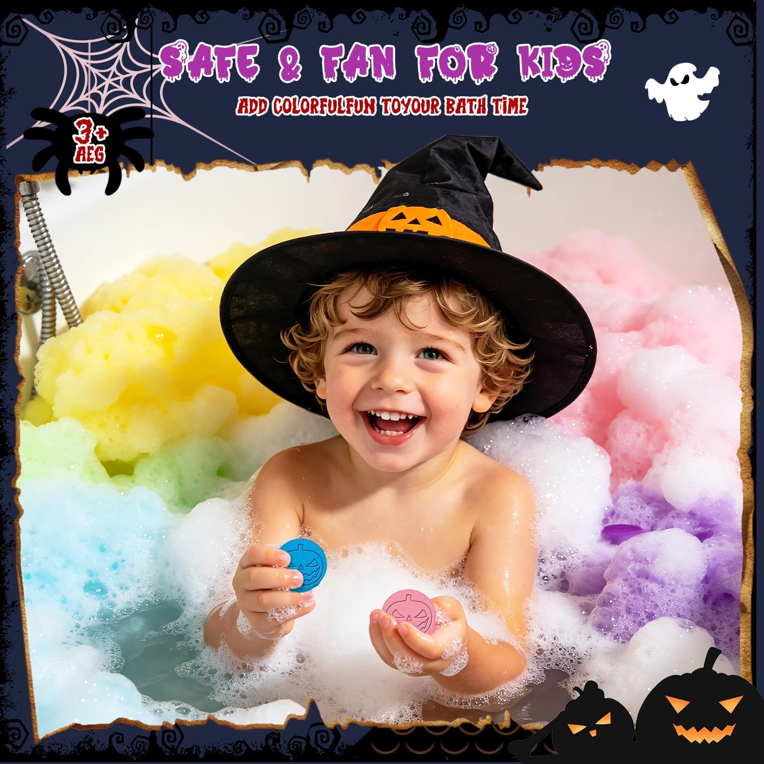 Detalle de Suyfeifan Halloween Bath Colour Tablets, 180-Pack, 9 Colours, Grape Scent