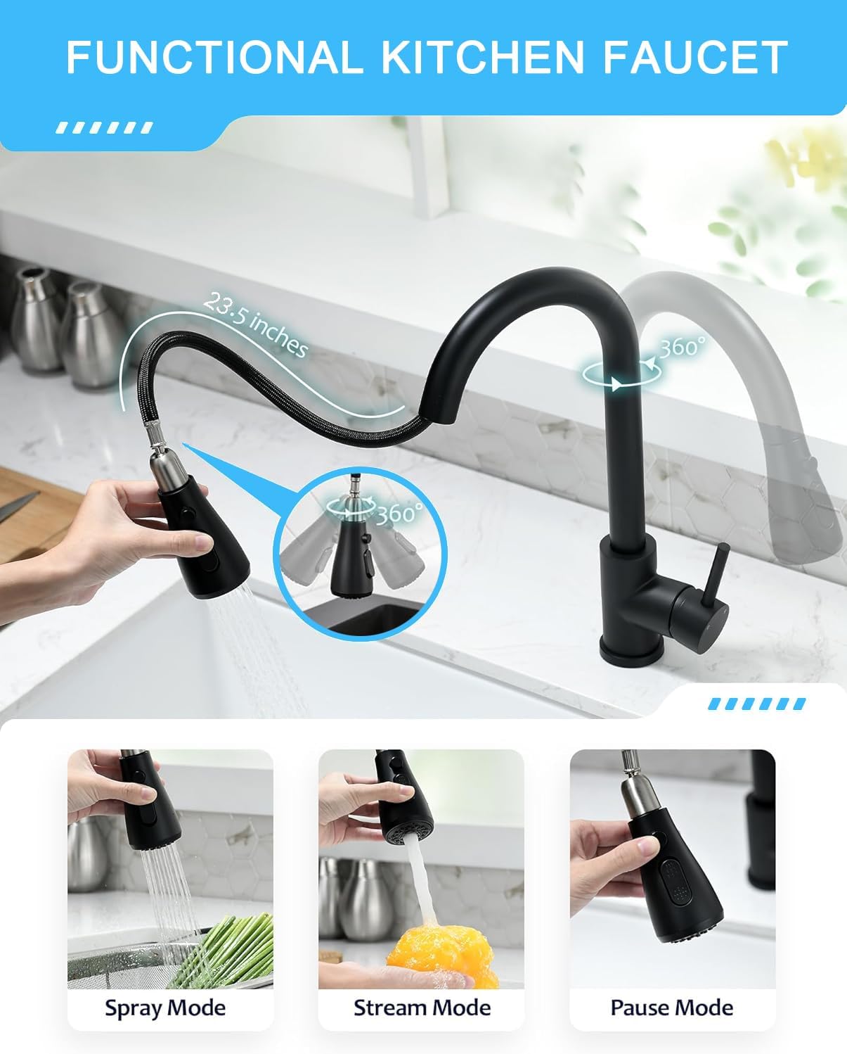 Detalle 2 de VIGIME Kitchen Sink Mixer 360° Pull Out