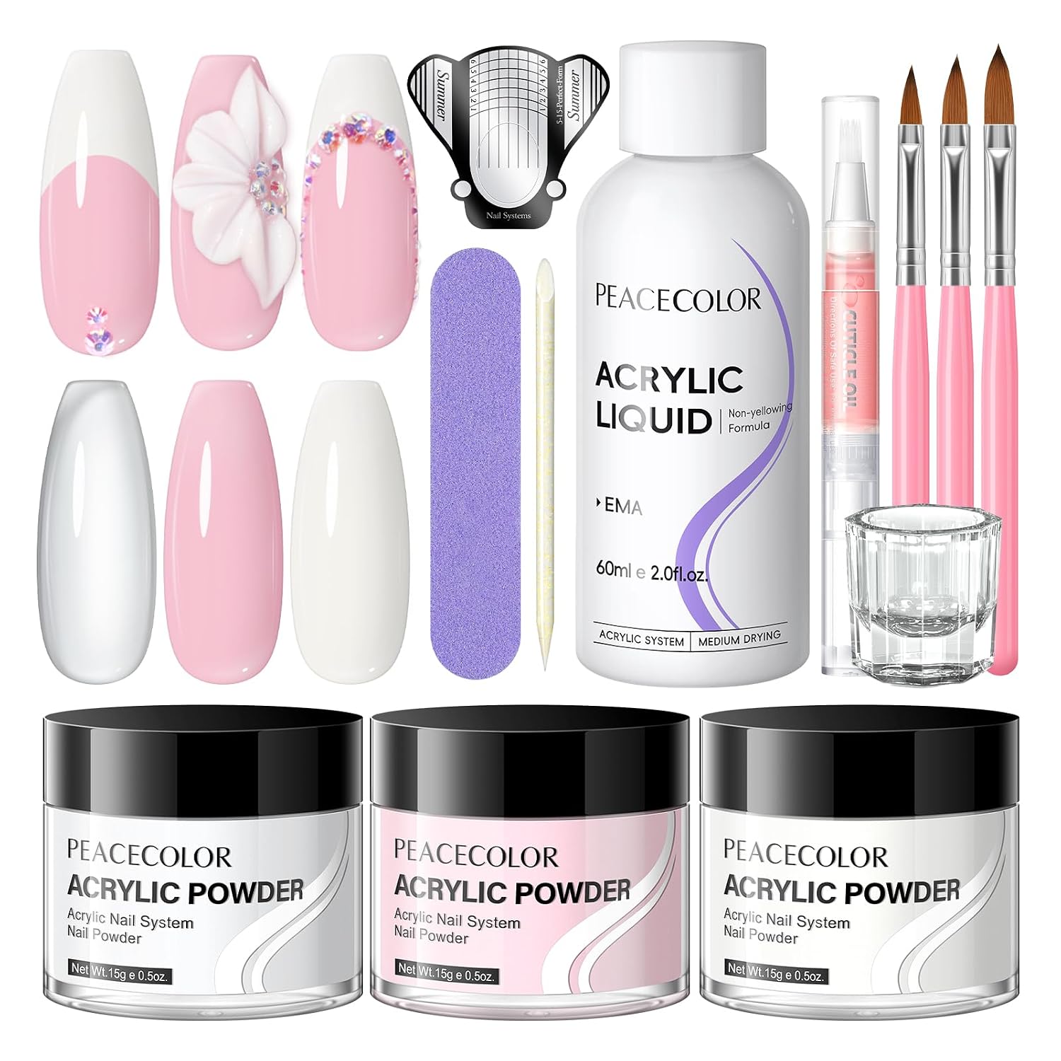 Detalle de Peacecolor Acrylic Nail Kit with 15g Powders
