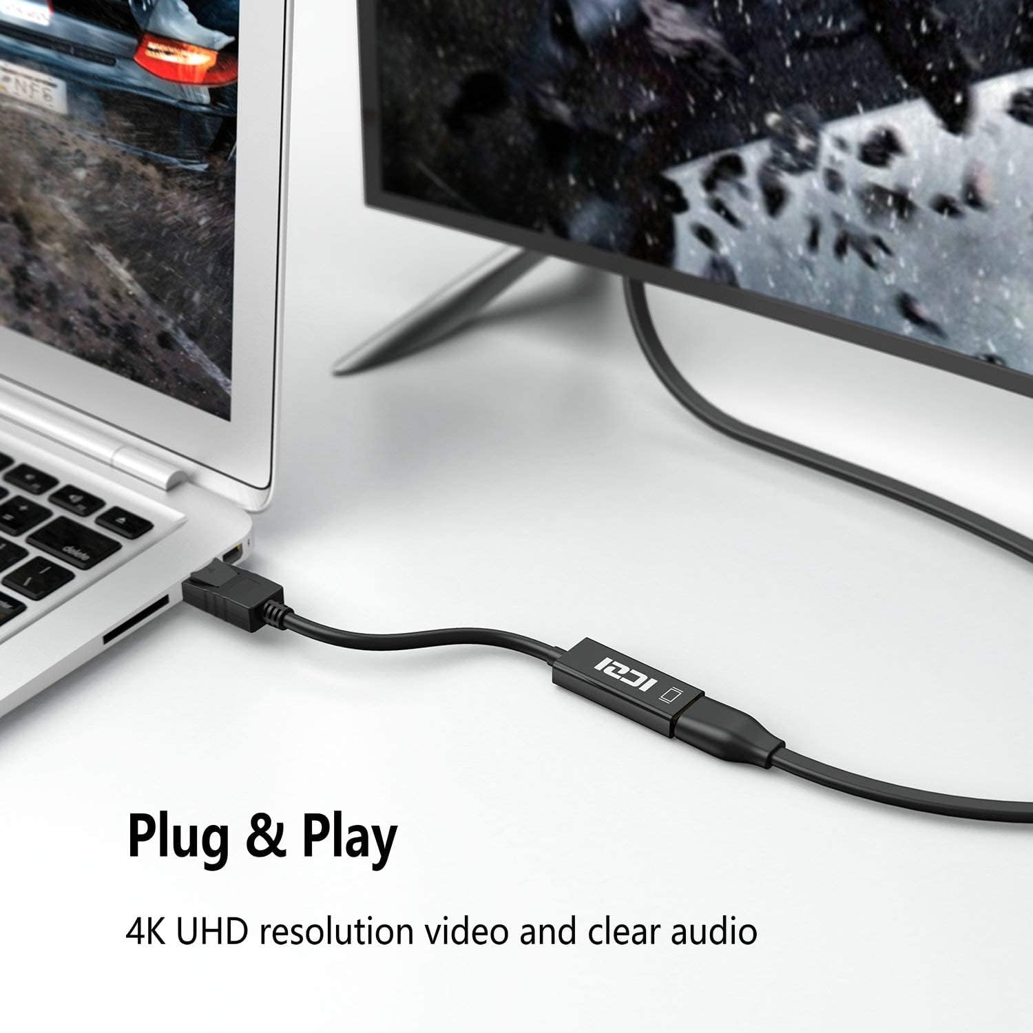 Thumbnail 3 de ICZI DisplayPort to HDMI Adapter 4K — Gold-Plated DP to HDMI Converter (Male to Female) 4K@30Hz, 2K@60Hz, 1080P@120Hz