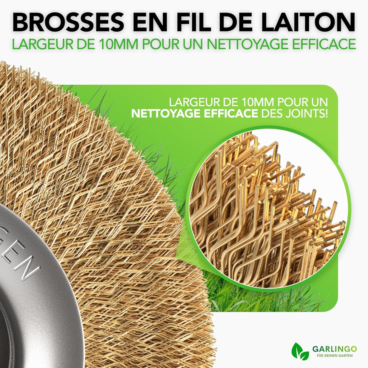 Detalle 2 de GARLINGO Brosse à joints de rechange compatible (largeur 10 mm) pour brosses à joints Einhell BG-EG 1410, GC-EG 1410, GC-CC 18 Li