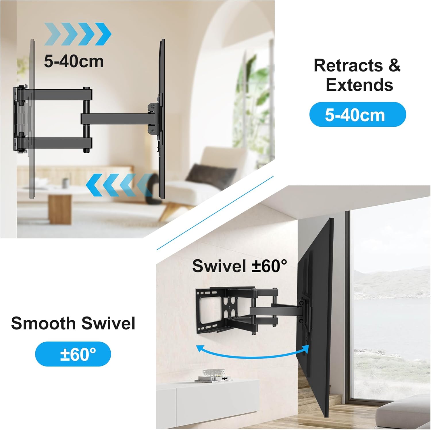 Detalle de XINLEI MA570 full‑motion TV wall bracket 70"