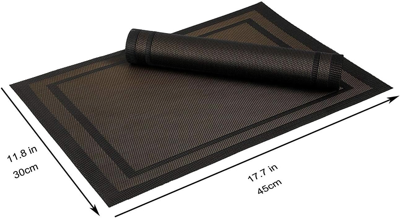 Detalle de CHAOCHI lot de 6 sets de table PVC antidérapants 45 x 30 cm (noir + or)
