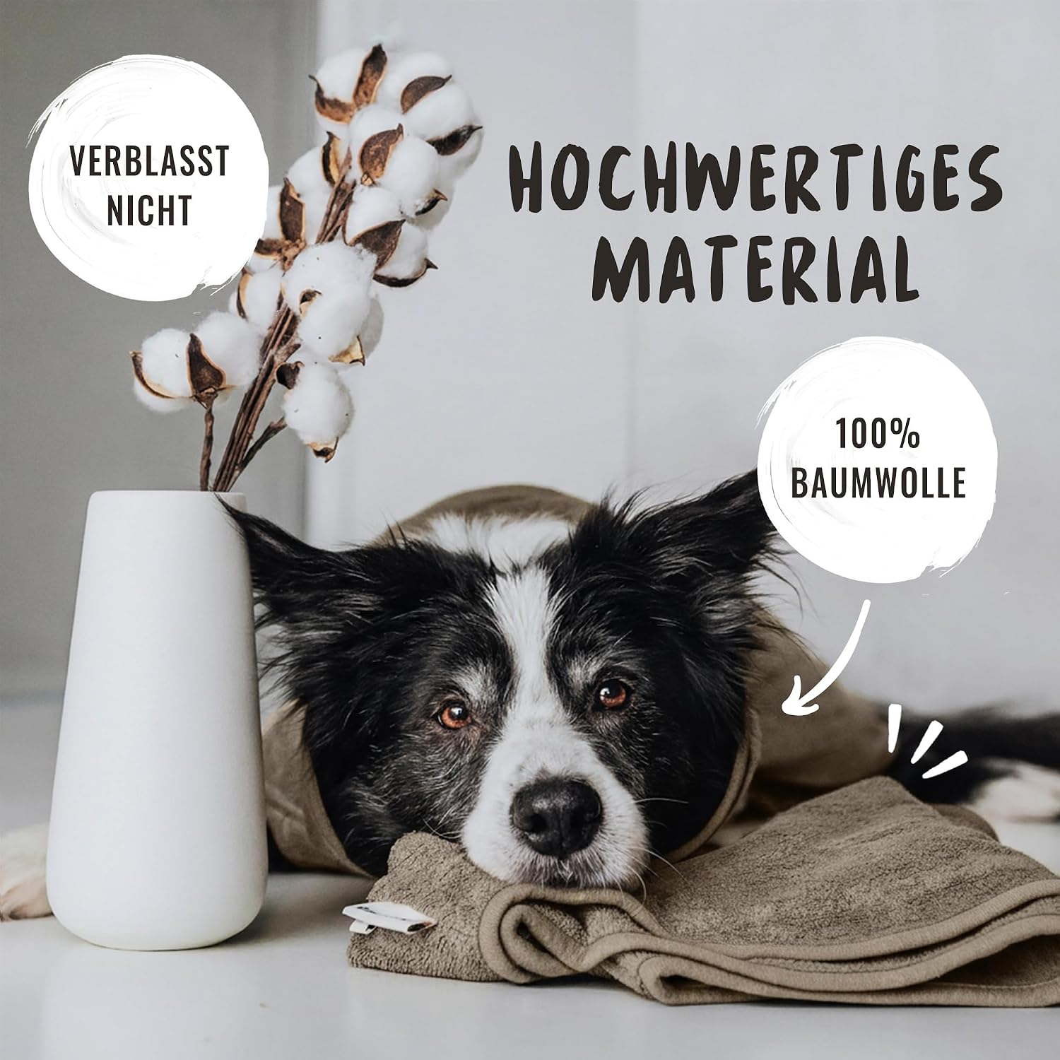 Detalle de Rudelkönig Hundebademantel XL aus 100% Baumwolle – saugstark, kuschelig und ideal für große Hunde