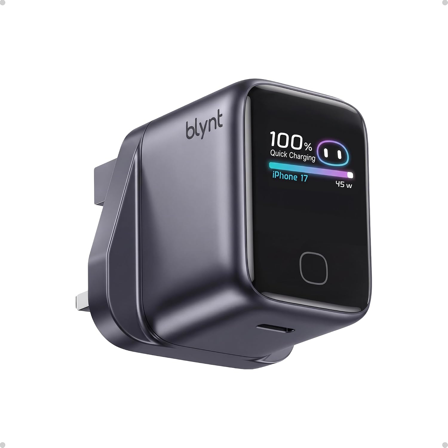 Detalle de 45W USB C Fast Charger Plug with Smart Display – Real-Time Wattage, Model Recognition and Safe Charging