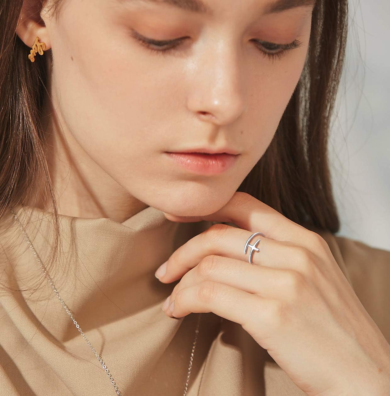 Thumbnail 1 de Bague ouverte femme PROSILVER en argent 925, anneau réglable forme lune, étoile, feuille et celtique