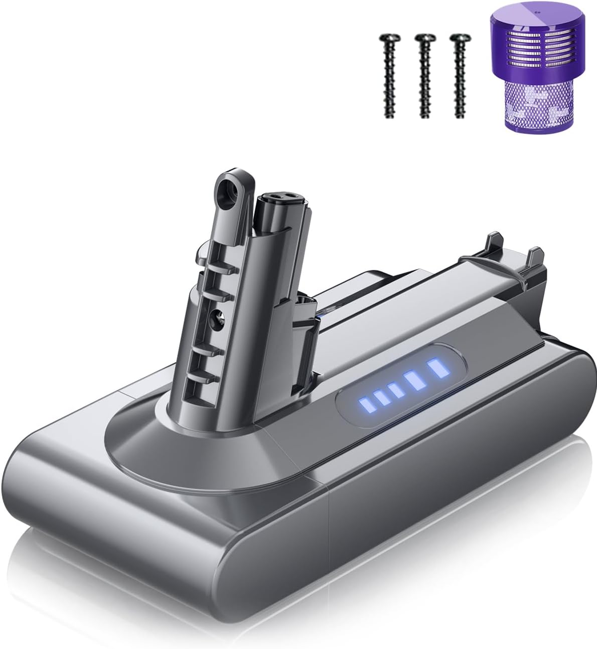 Detalle de Powtree V10 vervangingsaccu voor Dyson V10/SV12 met filter en 3 schroeven