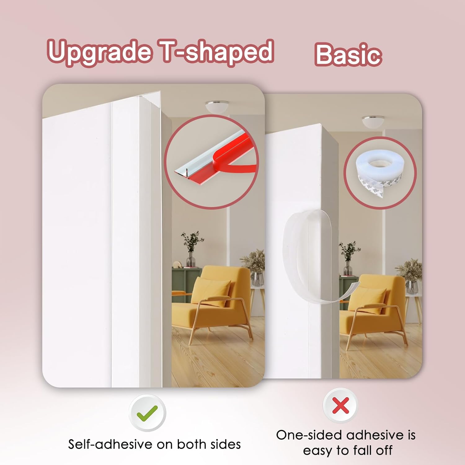Detalle de T Shaped Draft Excluder Door Seal Strip 240 Inch ⌛️ (Note: final emoji should be product category; for door seal: use 〉)