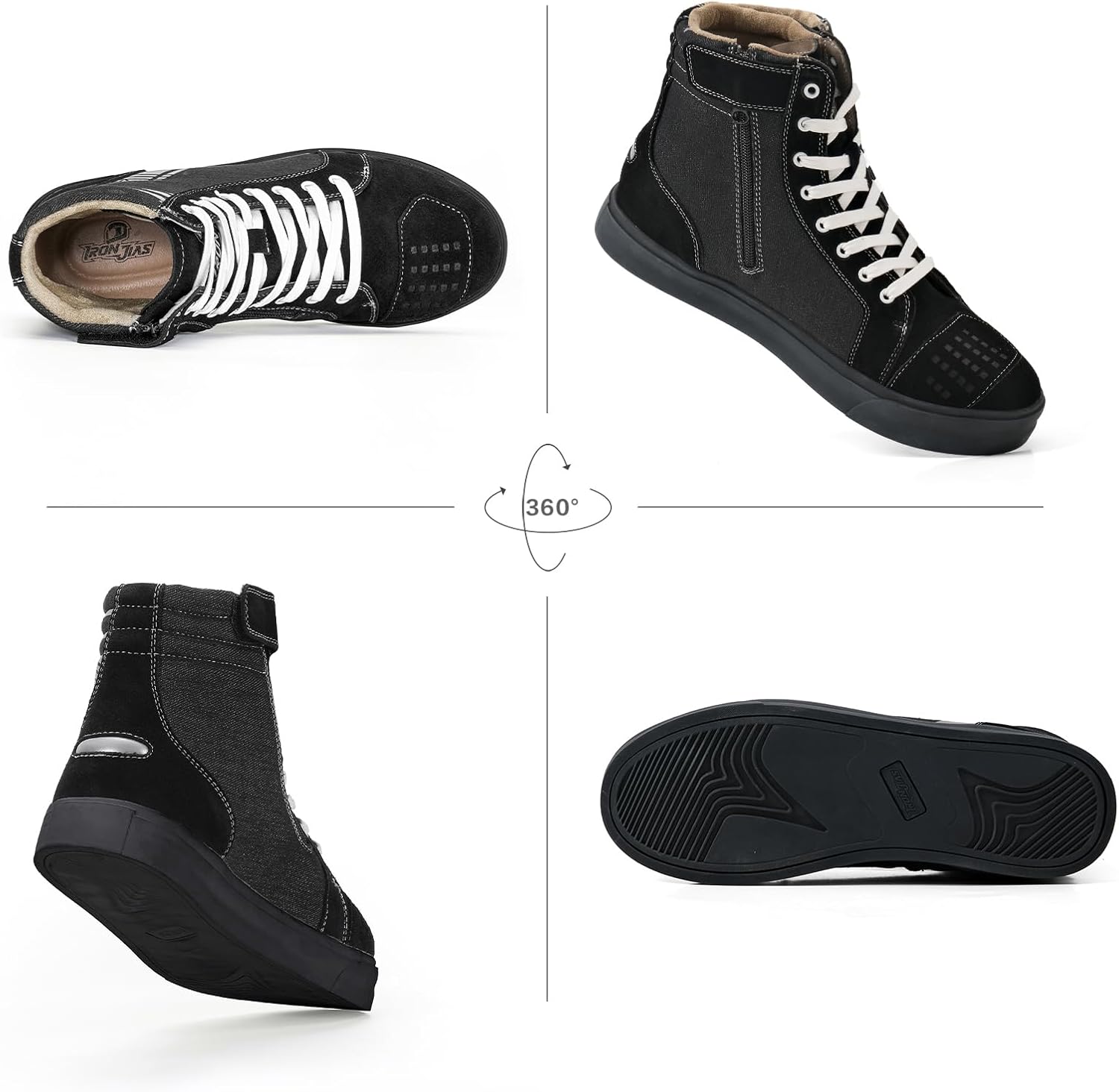 Thumbnail 4 de IRON JIA'S Bottes de moto homme street casual, antidérapantes et respirantes avec fermeture éclair latérale