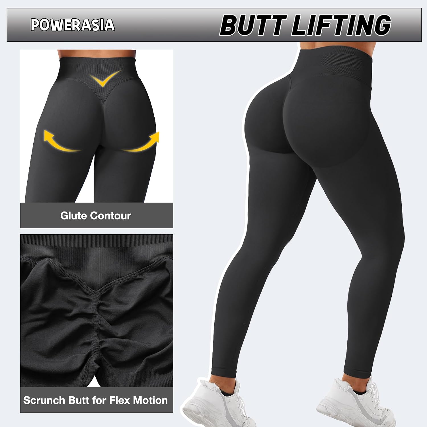 Detalle 2 de POWERASIA Scrunch Butt Leggings, Mid-Rise