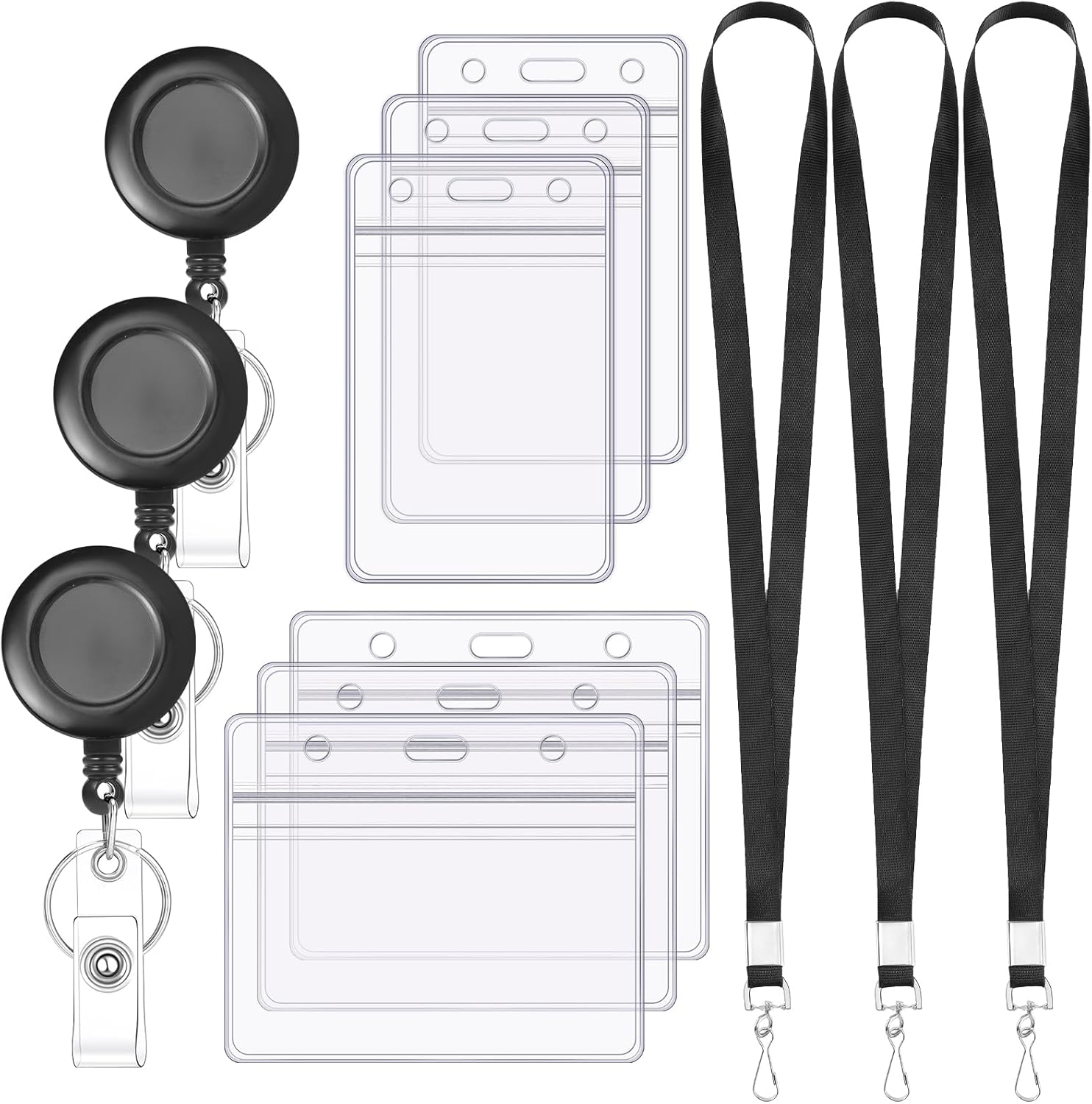 3 Set Lanyards Retractable Badge Reels 23.6in