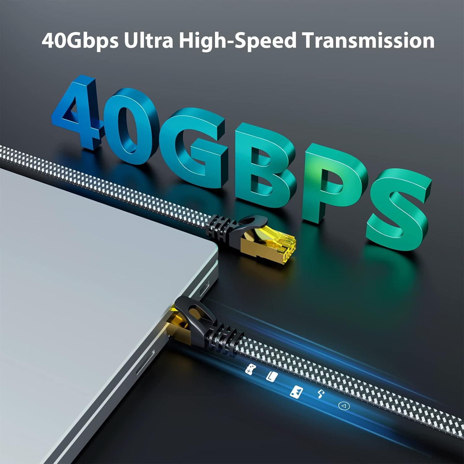 Thumbnail 1 de ARISKEEN Cat 8 Ethernet Cable 40M – High-Speed, Flat & Shielded (40Gbps, 2000MHz)