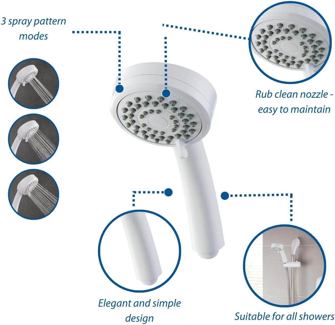 Thumbnail 2 de Triton Showers Showerhead Lara White