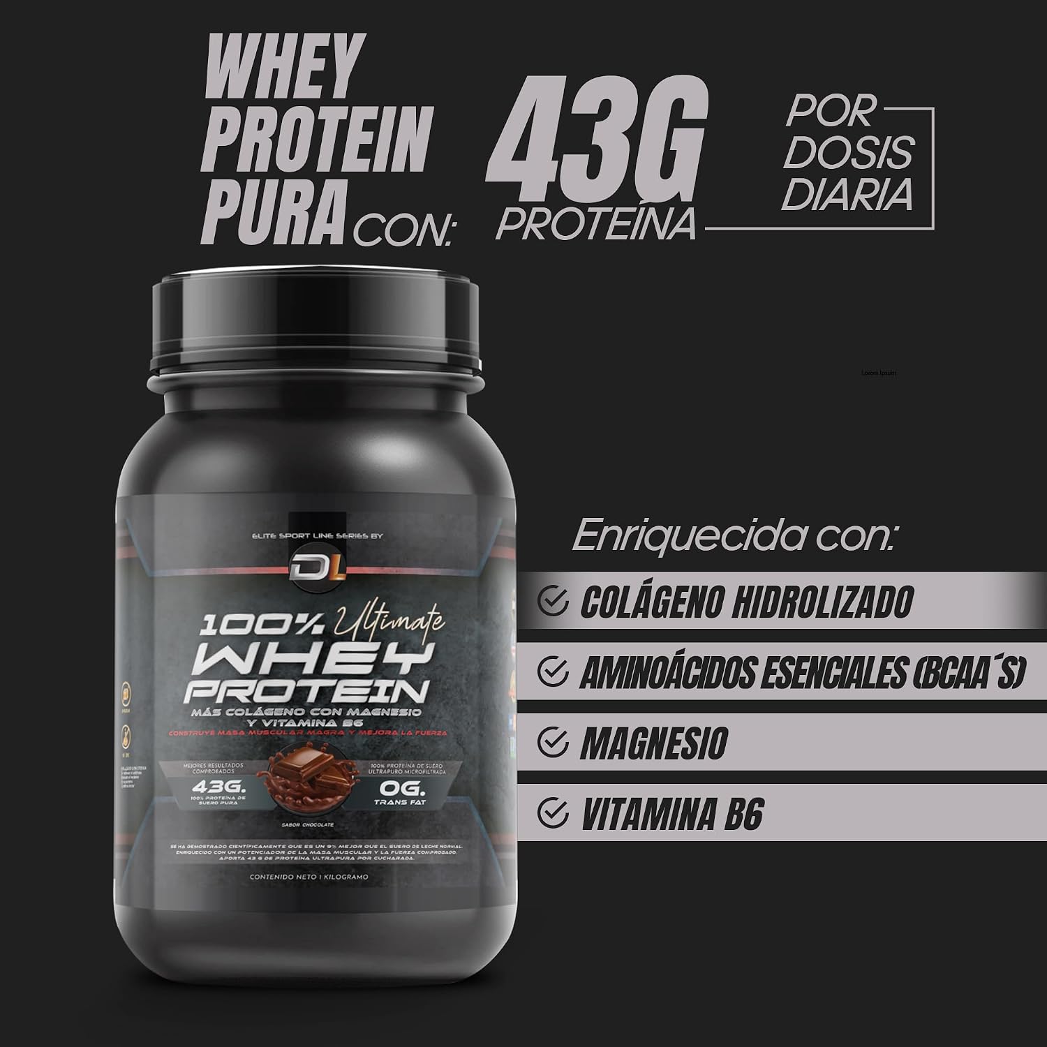 Thumbnail 1 de Whey Protein 1 kg Chocolate — Proteína con colágeno y magnesio 🍶
