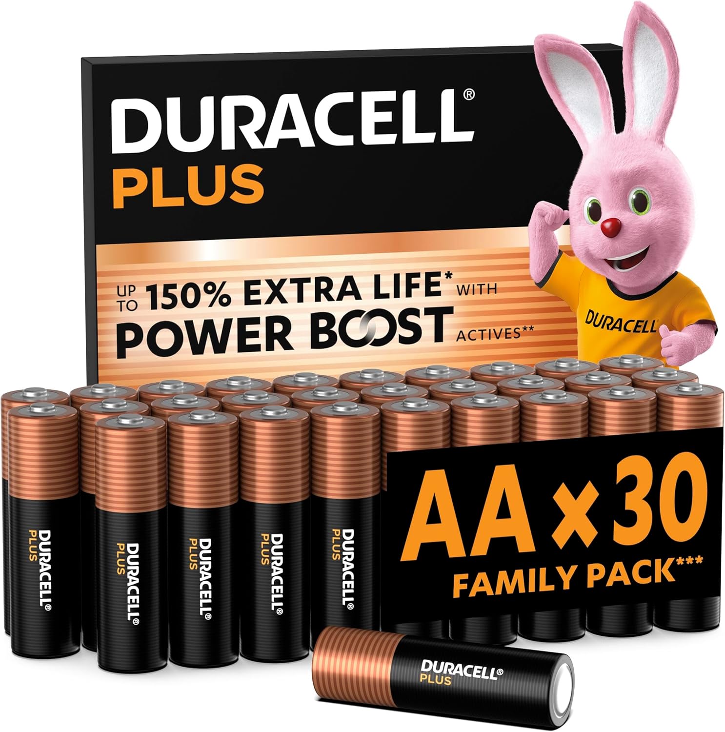 DURACELL Batterie Plus AA (Confezione da 30) – Prestazioni affidabili e durata estesa per uso quotidiano