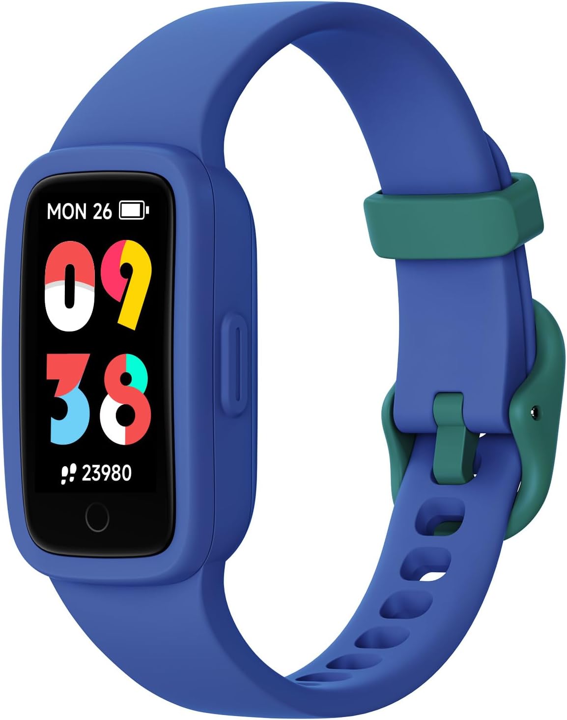 Detalle de BIGGERFIVE Vigor 3 Kinder Fitness Armband Uhr – AMOLED Display, 3ATM, Schlaftracker, pulsuhren-für-Kinder 5–12 Jahre, Blau