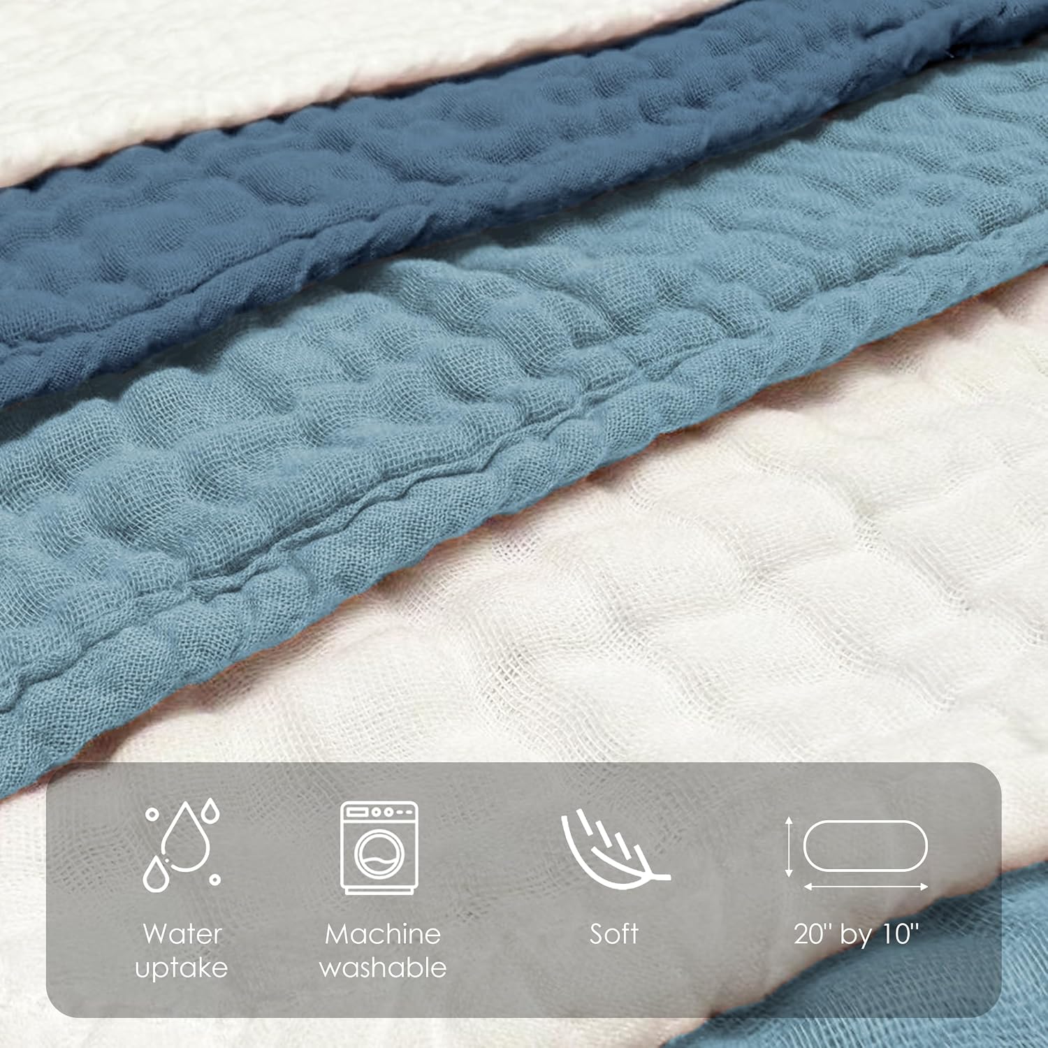 Detalle de Sunny zzzZZ Muslin Burp Cloths, 100% Cotton, 4-Layer, 12-Pack