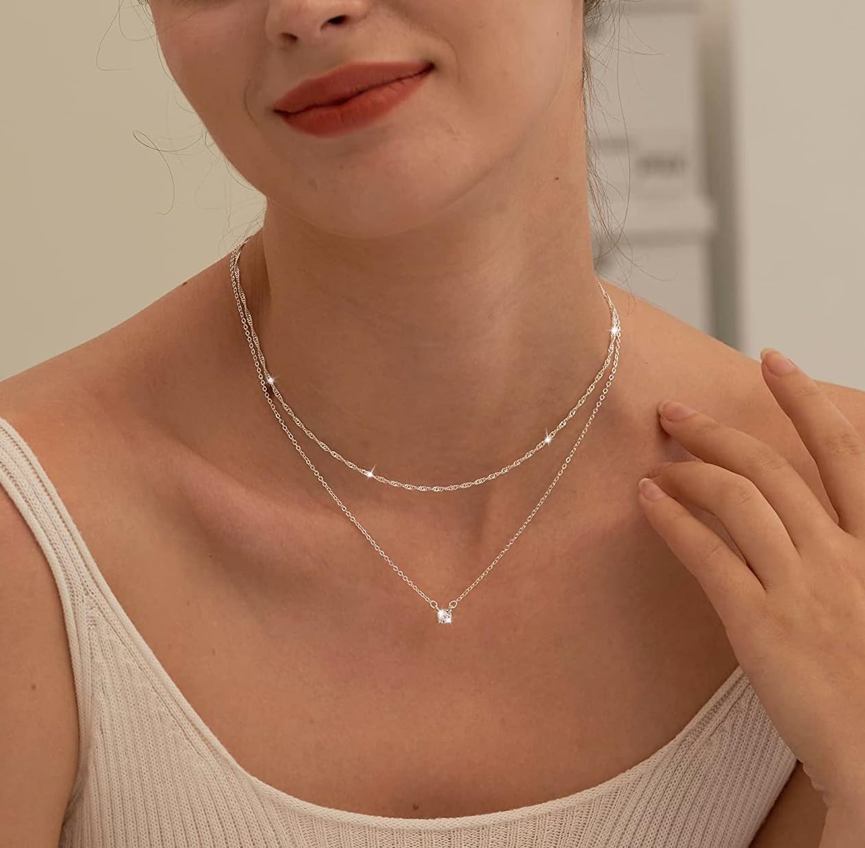 Detalle de Tewiky Cubic Zirconia Necklace 14K Gold-Plated