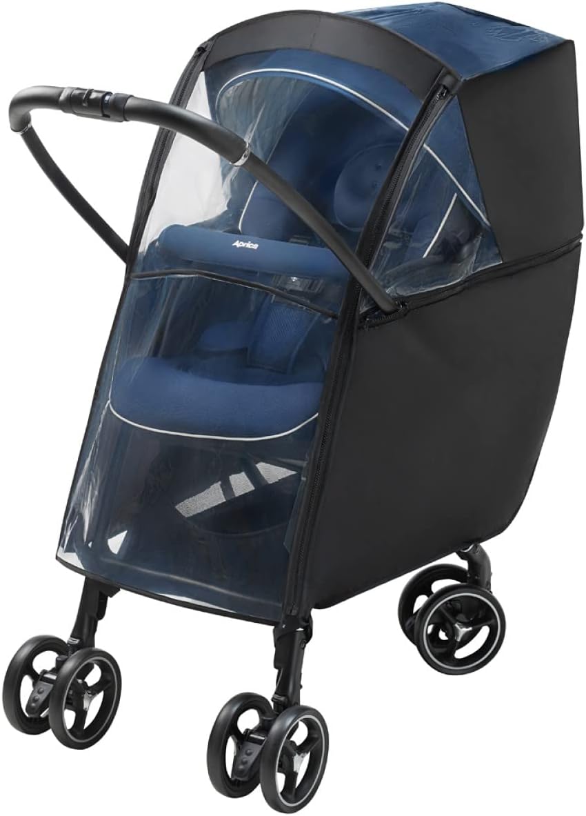 Aprica(アップリカ) 2023917 ベビーカー用レインカバー タイプ1、前開き・透明窓・ブラック