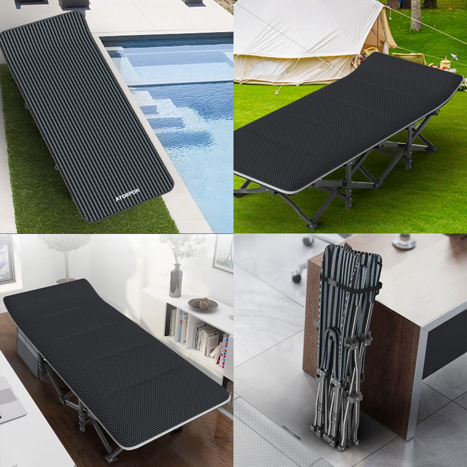 Detalle 2 de Camp bed for adults, supports 450 lbs