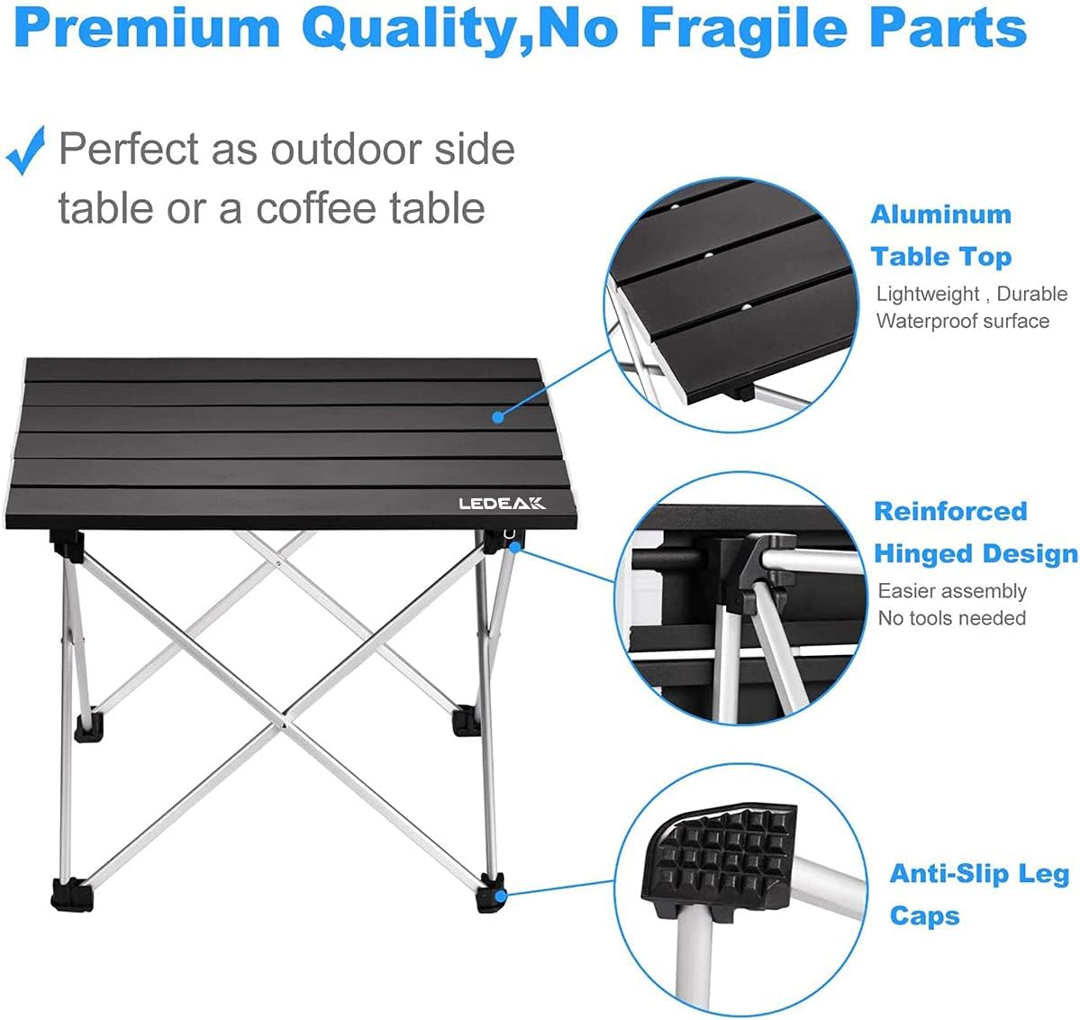 Thumbnail 4 de Ledeak Portable Camping Table Small Black