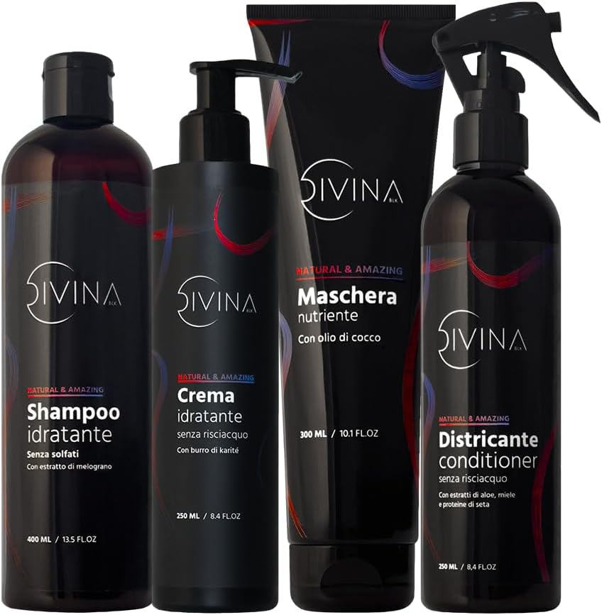 Detalle de Kit Anti-crespo Natural&Amazing di DIVINA BLK: trattamento completo per ricci super definiti