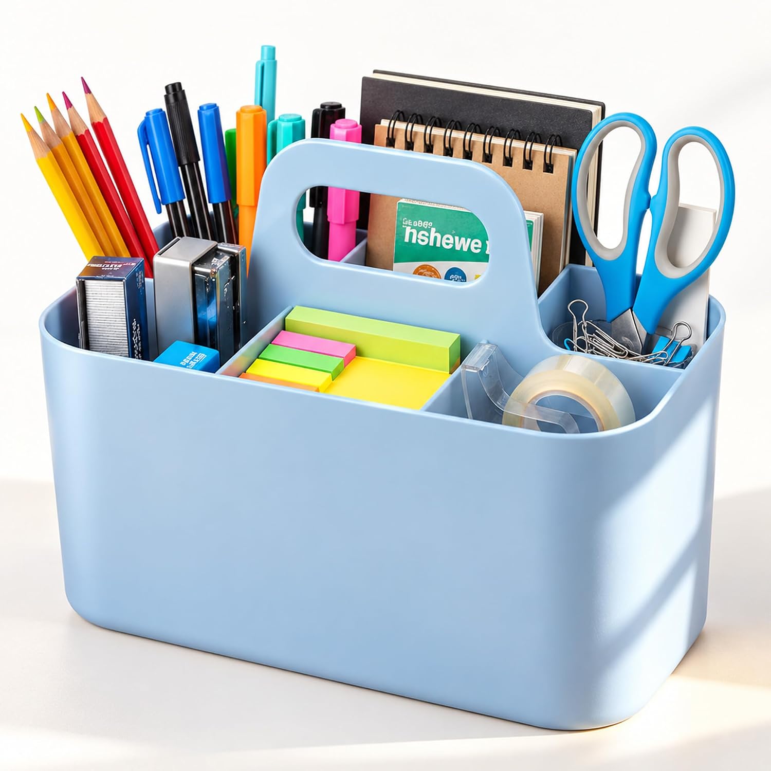 Detalle de OFFASST Storage Box-001 opbergmand, stapelbaar met handvat en 5 vakken