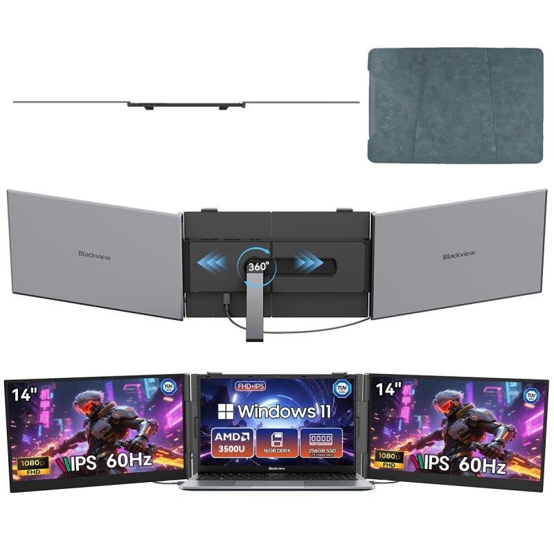 Detalle de Monitor Blackview DCM6 Pro 14": Portátil, ultrafino y con doble pantalla FullHD IPS