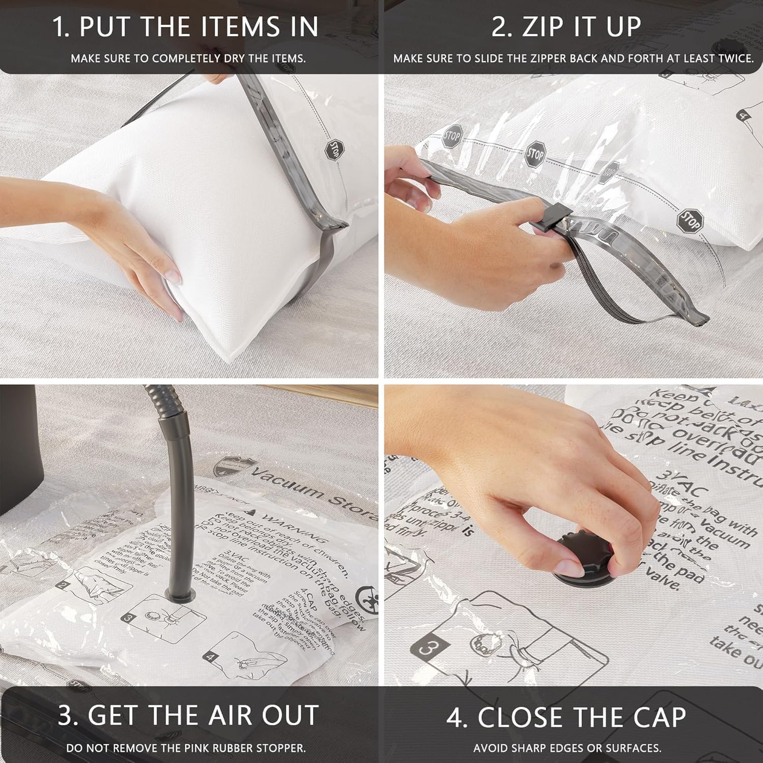 Thumbnail 1 de Vacuum Storage Bags 8 Large with Hand Pump – Space Saver for Clothes, Bedding and More