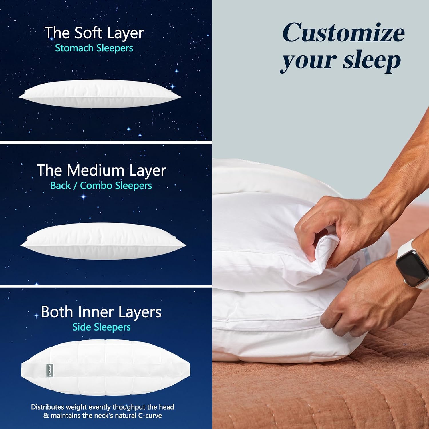 Detalle 2 de Nuzzle Adjustable Pillow King Size
