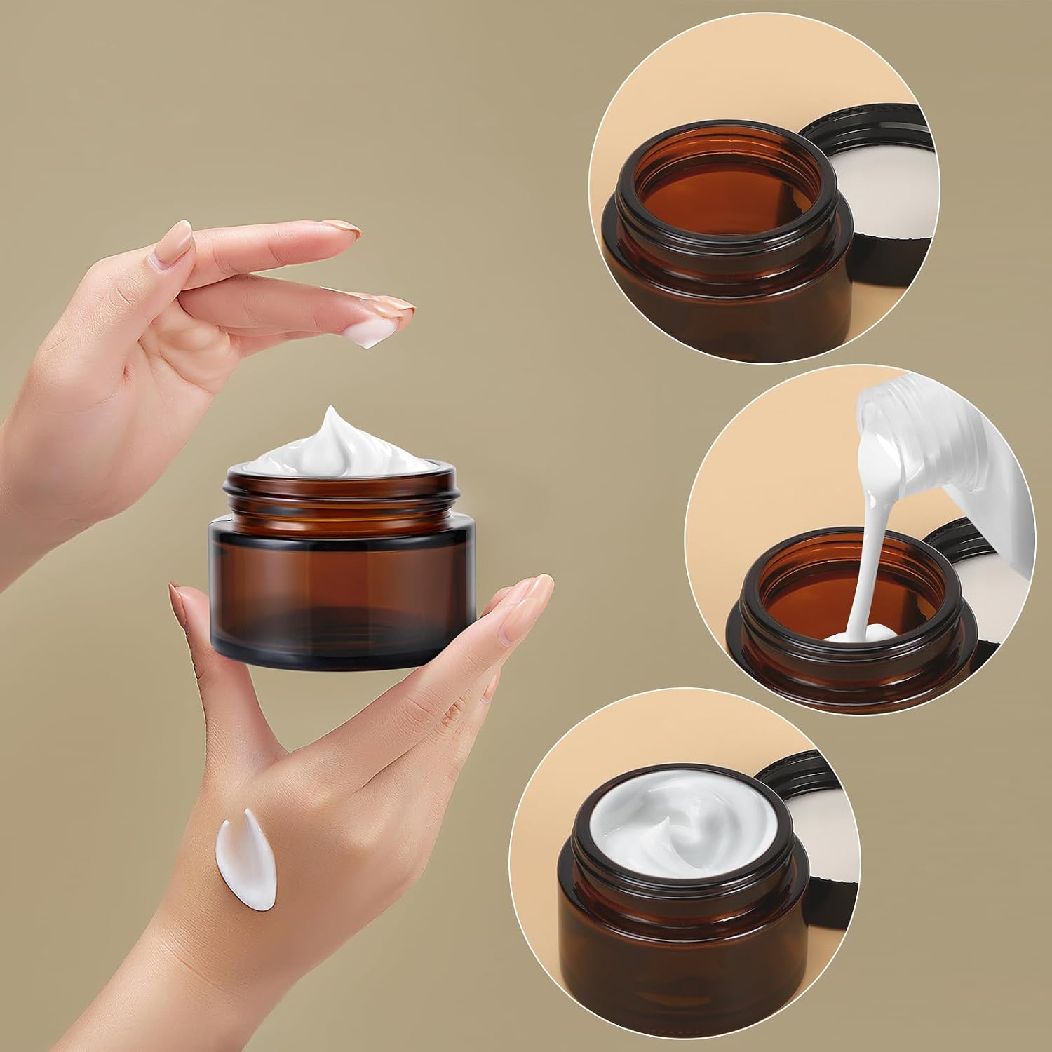 Thumbnail 4 de Williyatt set van 10 amberglazen cosmeticapotjes met schroefdop