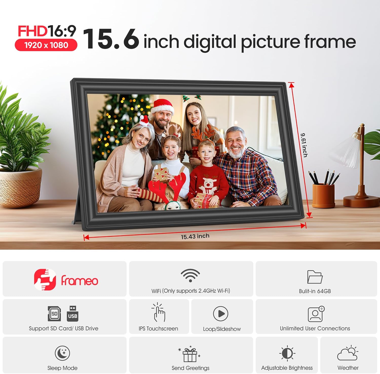 Thumbnail 4 de 64GB Frameo 15.6" Digital Picture Frame