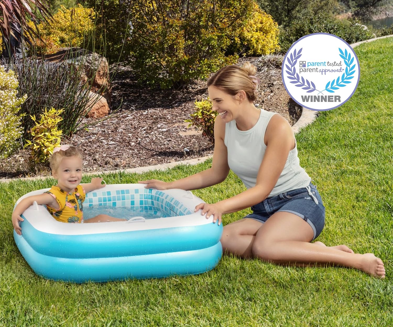 Thumbnail 1 de 3-in-1 Inflatable Baby Pool, Bathtub & Ball Pit (Ages 1–3) with Drain & Grip Handles, 34 x 10