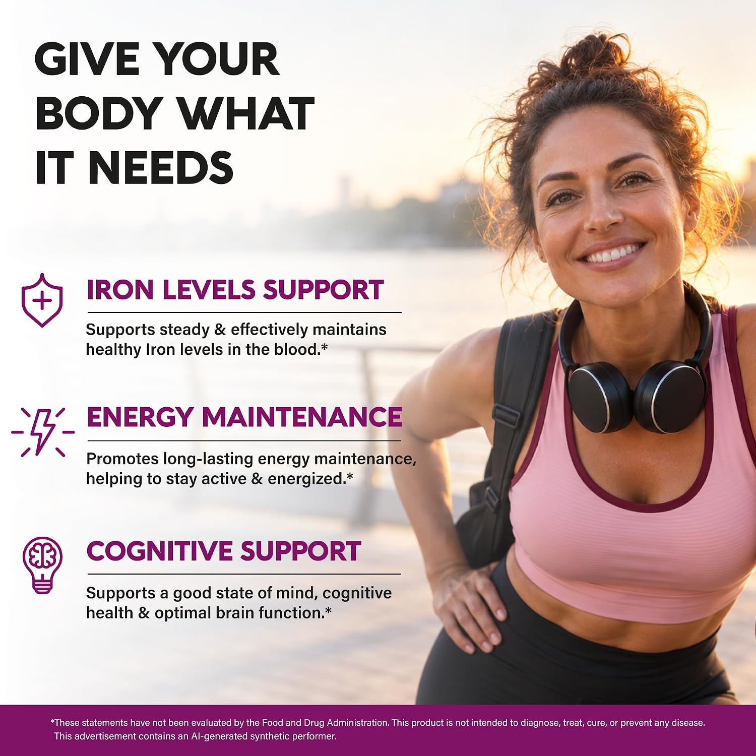 Detalle de NUTRAHARMONY NH-IRNCPS60 Iron Supplement for Women, 65 mg Slow-Release